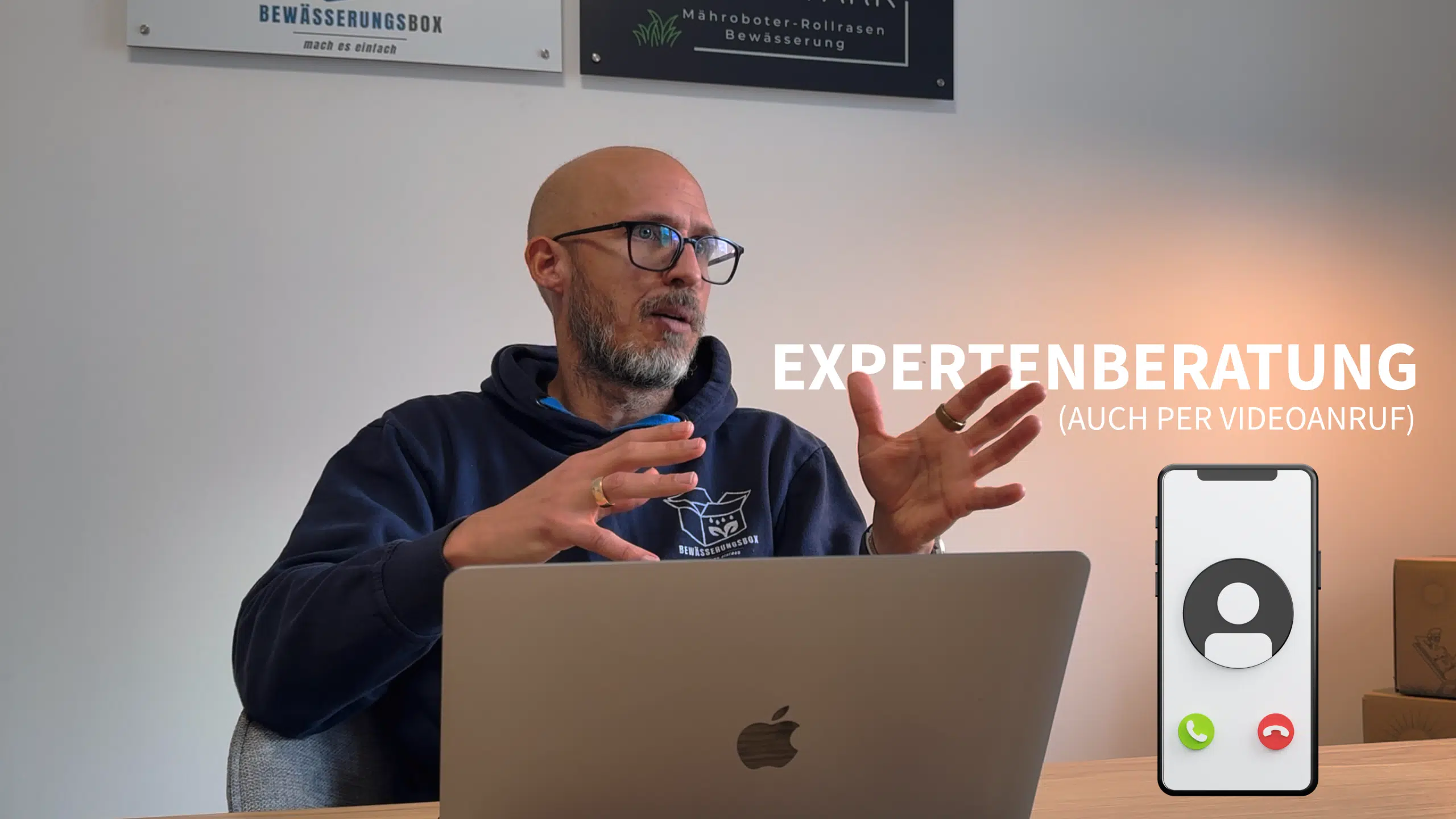 Expertenberatung zur Gartenbewässerung per Videoanruf – persönlicher Service am Laptop