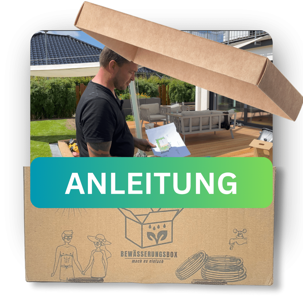 Anleitung zur Bewässerungsbox – einfacher Aufbau mit beiliegendem Plan und Komponenten
