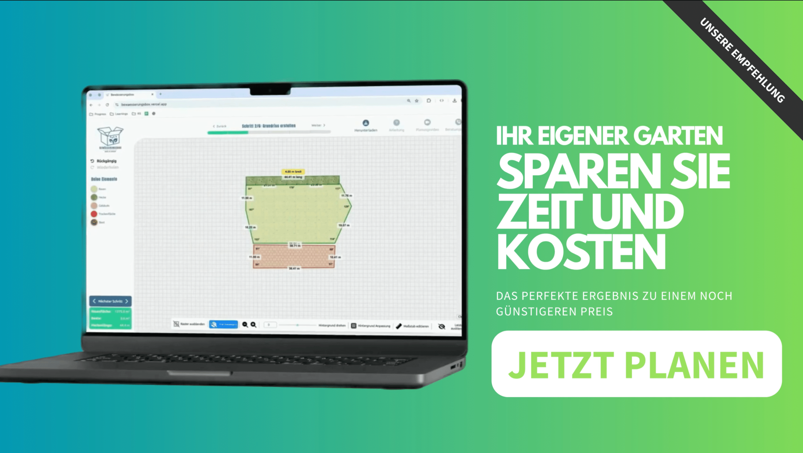 Online-Planungstool für automatische Gartenbewässerung – Zeit und Kosten sparen mit individueller Regner-Planung von Bewässerungsbox