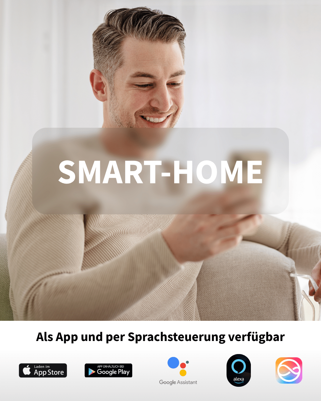 Mann steuert smarte Bewässerungsanlage per App – vollautomatische Gartenbewässerung mit Sprachsteuerung über Alexa und Google Assistant