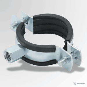 Verzinkte Schraubrohrschelle mit Gummieinlage, Spannbereich 32–36 mm