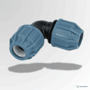 PE-Winkelverbinder 90° mit Klemmverschlüssen für Bewässerungsrohre, schwarz-blau