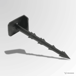 Rohrhalter aus schwarzem Kunststoff mit 20 cm Erdspieß für 16 mm Leitungen