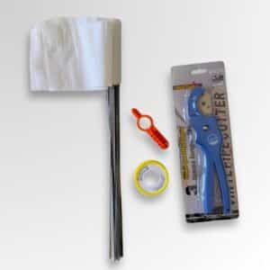 Bewässerungsbox Gratis Werkzeug & Hilfsmittel Set – Rohrschneider, Dichtungsband, Markierungsfahnen und Rohrstopfen zur Installation