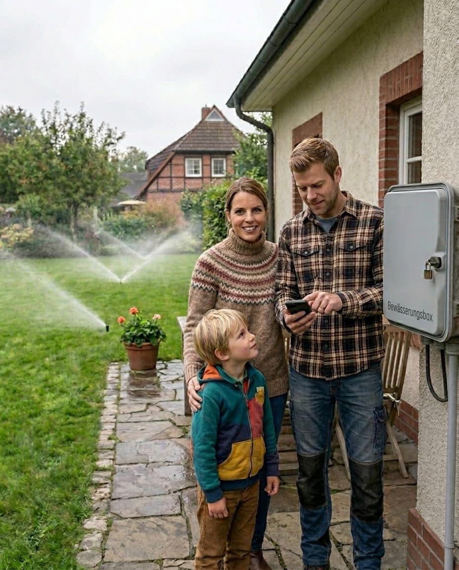 Familie Hoffmann aus Oldenburg mit Bewässerungssystem