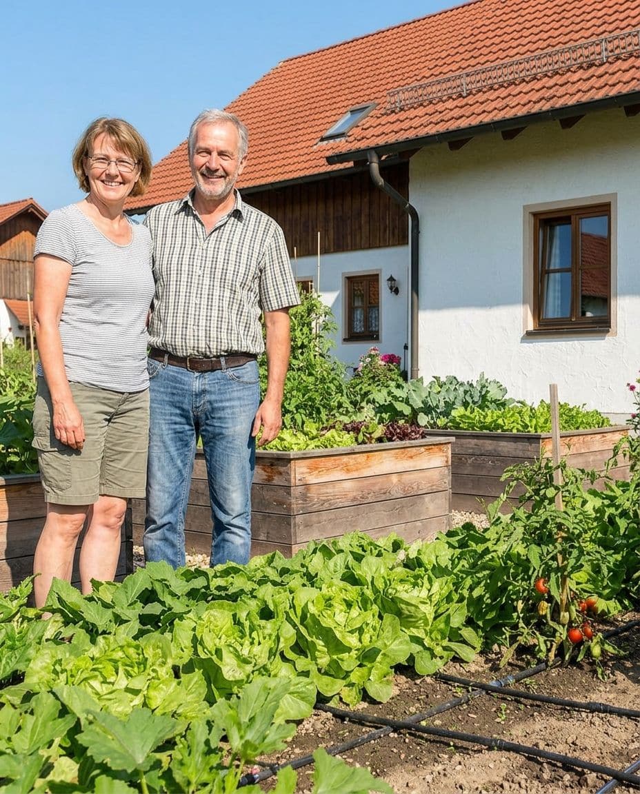 Ursula und Werner aus Freiburg bei den Hochbeeten