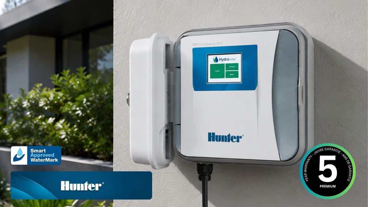 Hunter PRO-C Hydrawise Wi-Fi Steuerung am Haus montiert